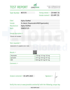 3X Blend Tesamorelin (5mg) / MGF (500mcg) / Ipamorelin (2.5mg) - COA - Yourpeptidebrand.com - research use only