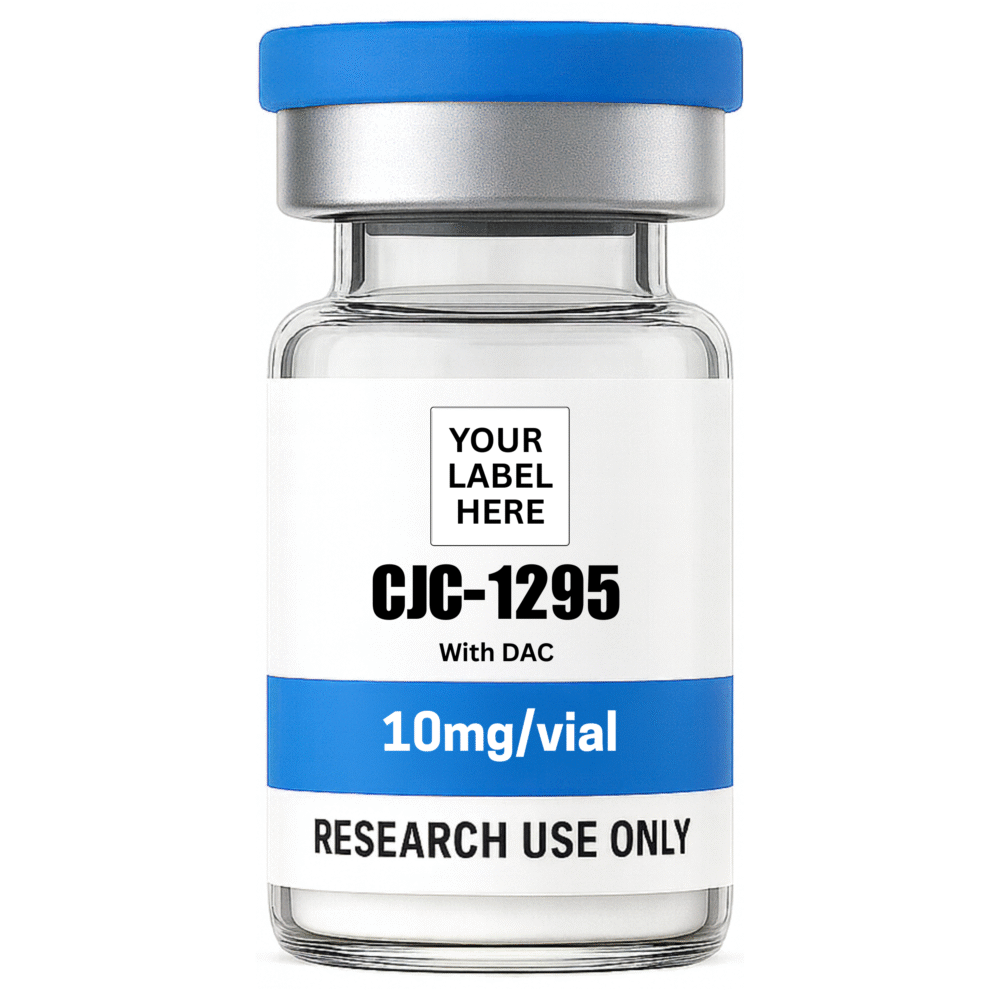 CJC-1295 With DAC (10mg) research peptide vial – YourPeptideBrand.com – for research use only