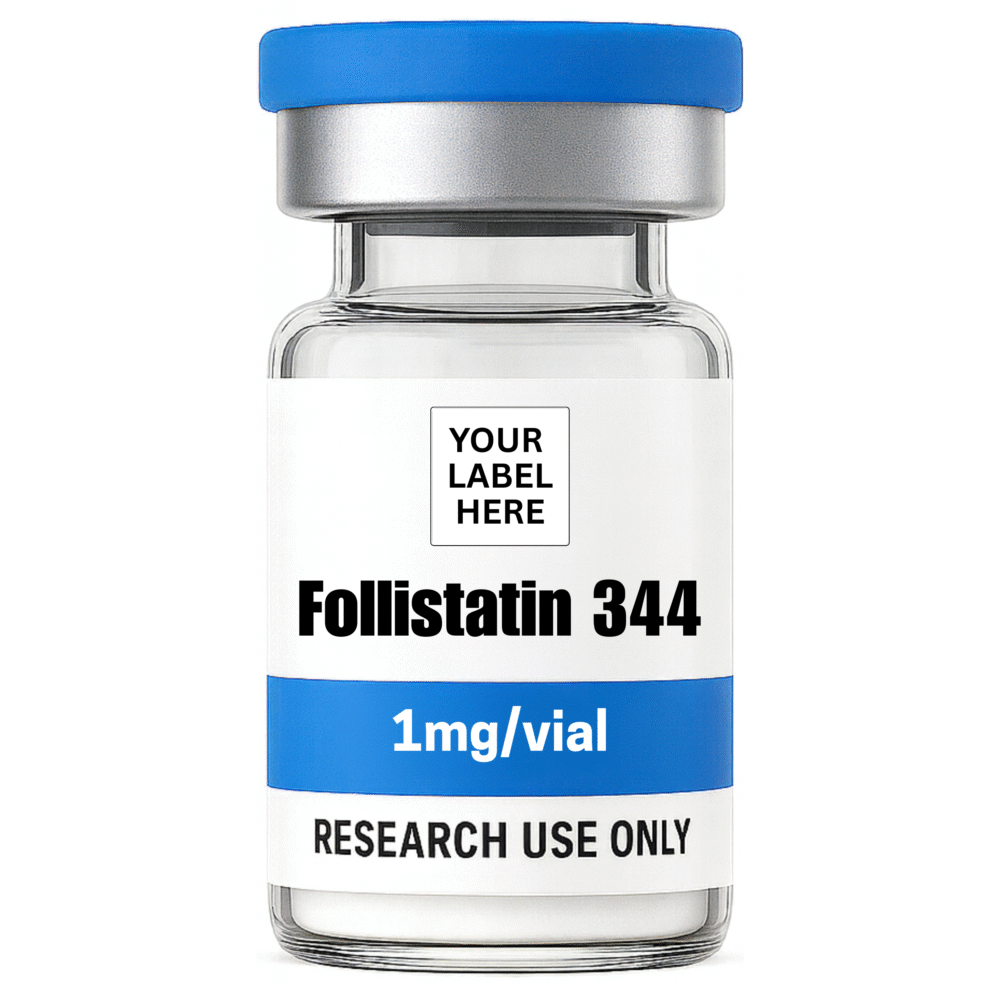 Follistatin 344 (95%) (1mg) research peptide vial – YourPeptideBrand.com – for research use only