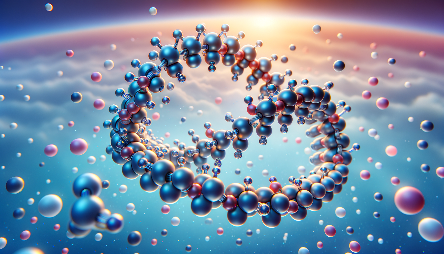 3D molecular structure visualization of sermorelin peptide chain