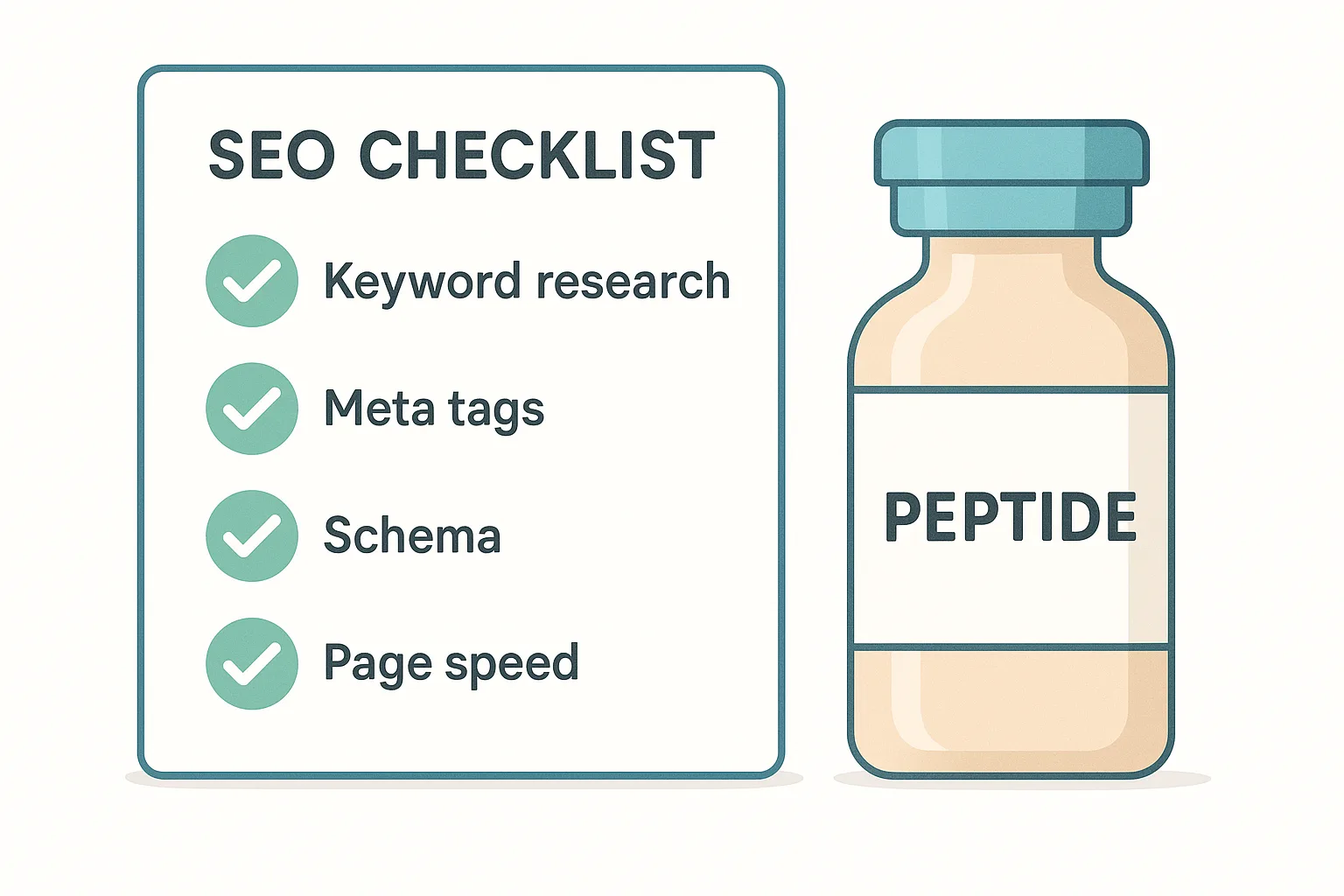 Keyword research dashboard with peptide terms