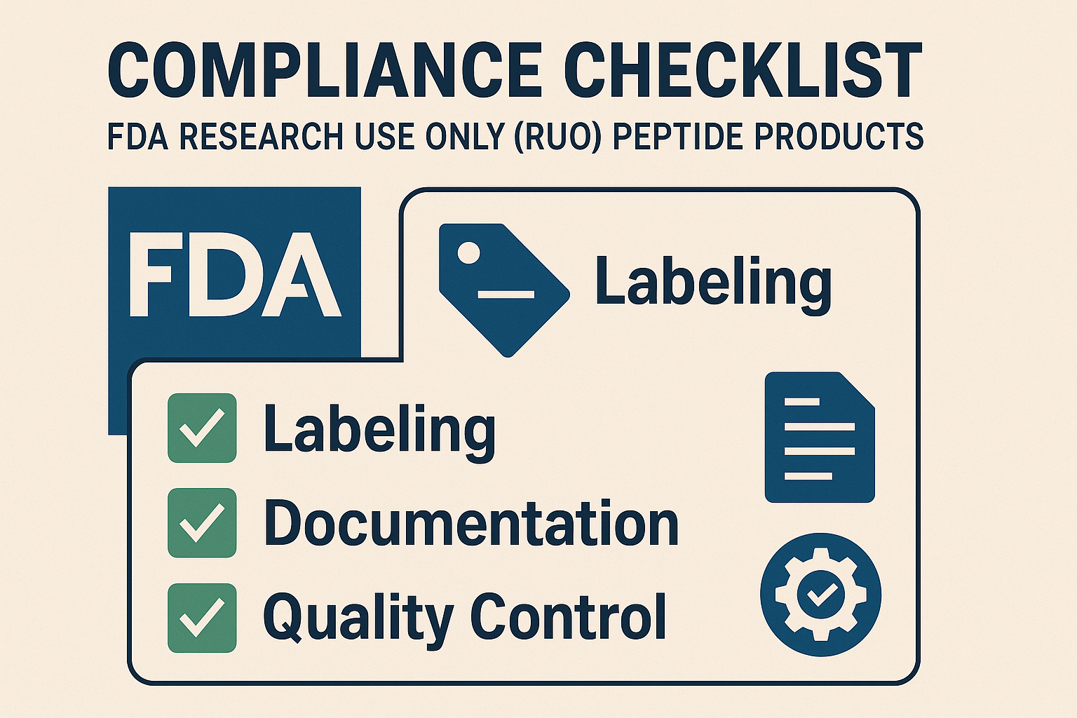 Laboratory workstation with peptide vials and compliance documents