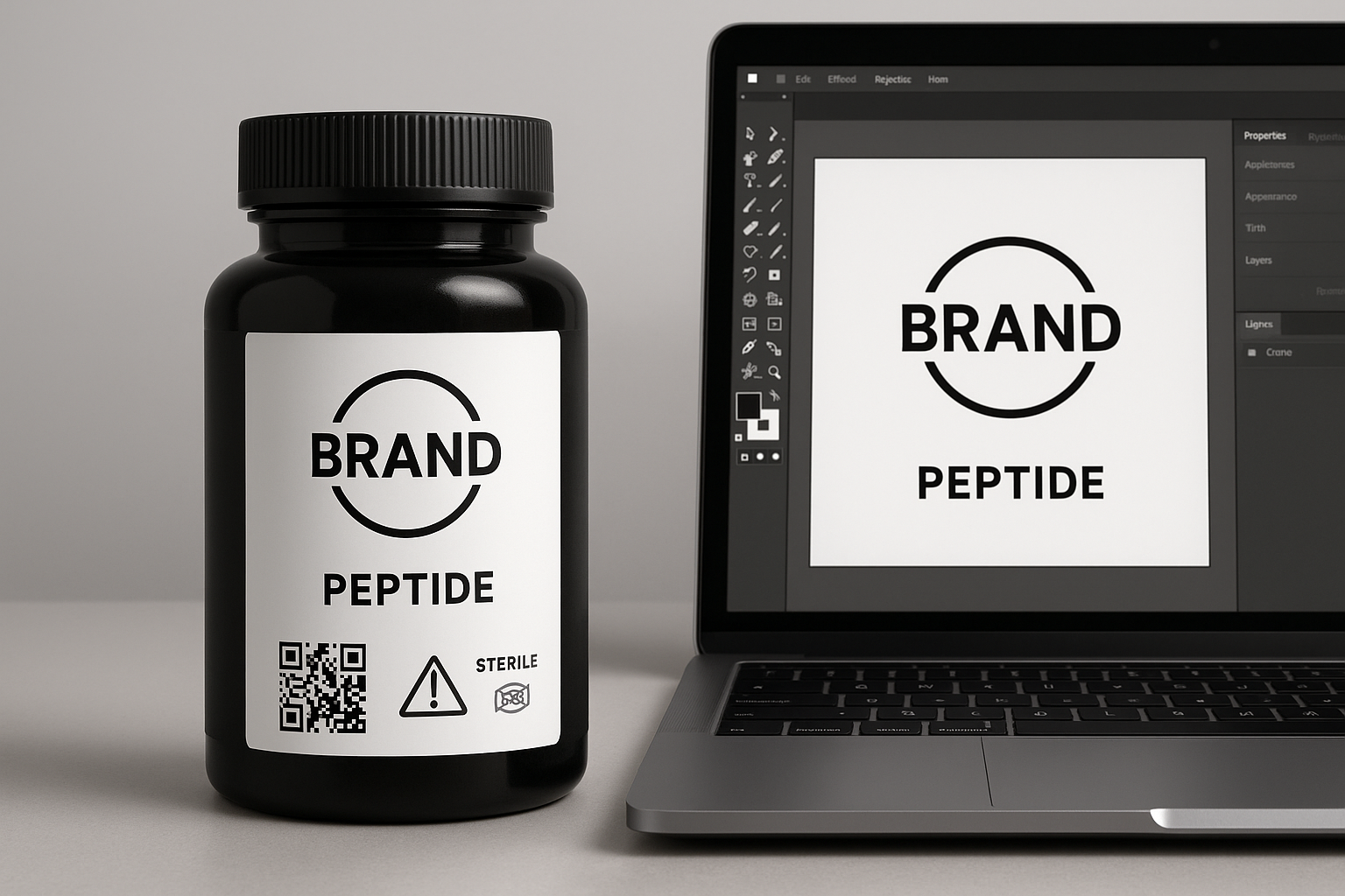 Finished peptide label and bottle design