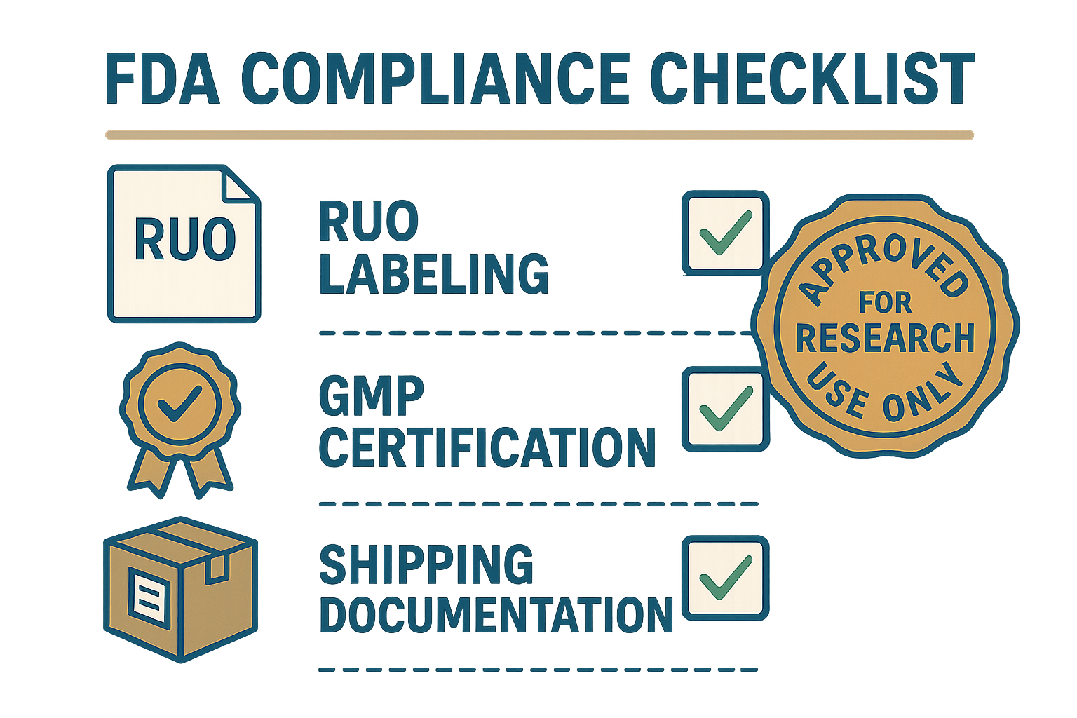 Regulatory compliance checklist for research‑use‑only peptides
