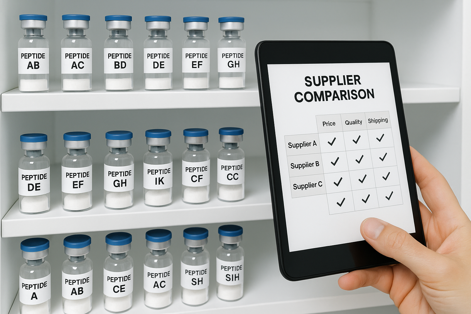 Supplier comparison tablet illustrating data‑driven pricing and positioning decisions