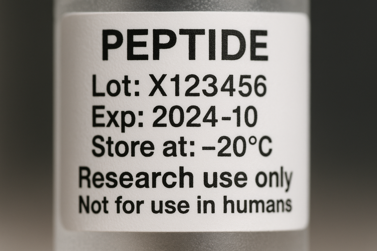 Research peptide label example
