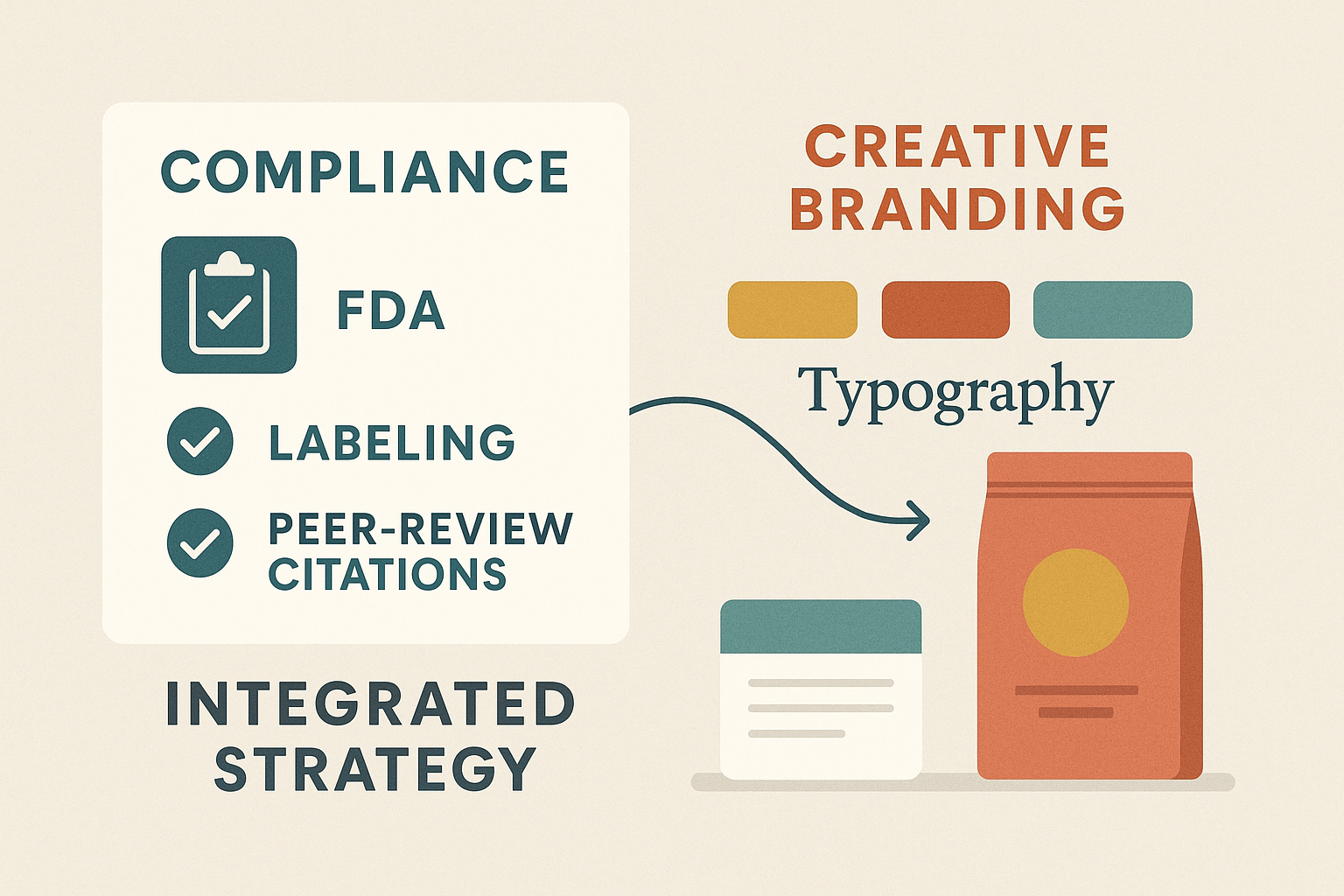 Compliance‑Brand Matrix infographic showing regulatory items paired with branding elements