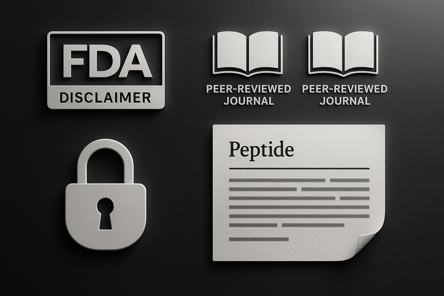 Collage of FDA disclaimer, journal icons, and security lock badges