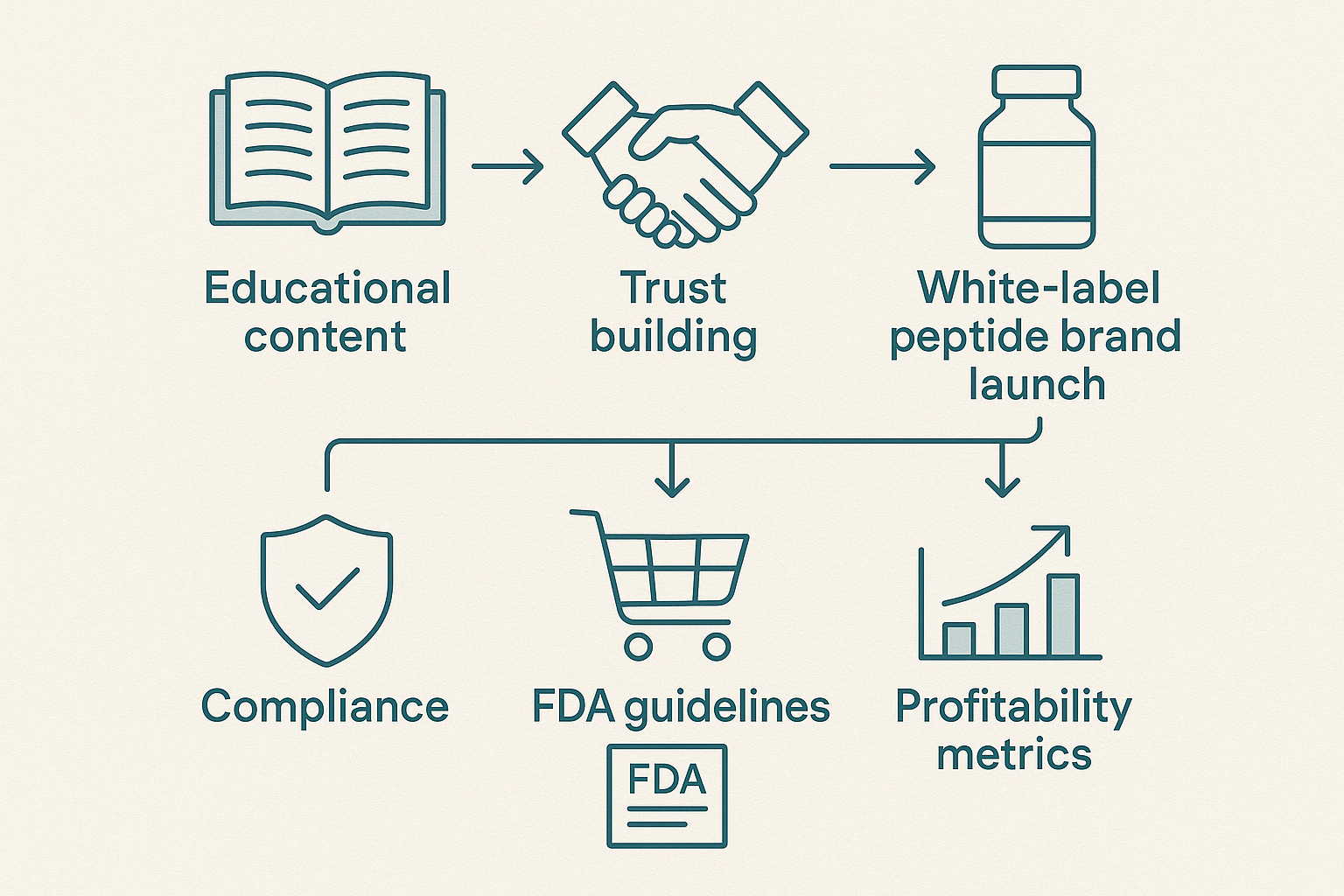 Infographic of the education-to-purchase funnel for peptide influencers